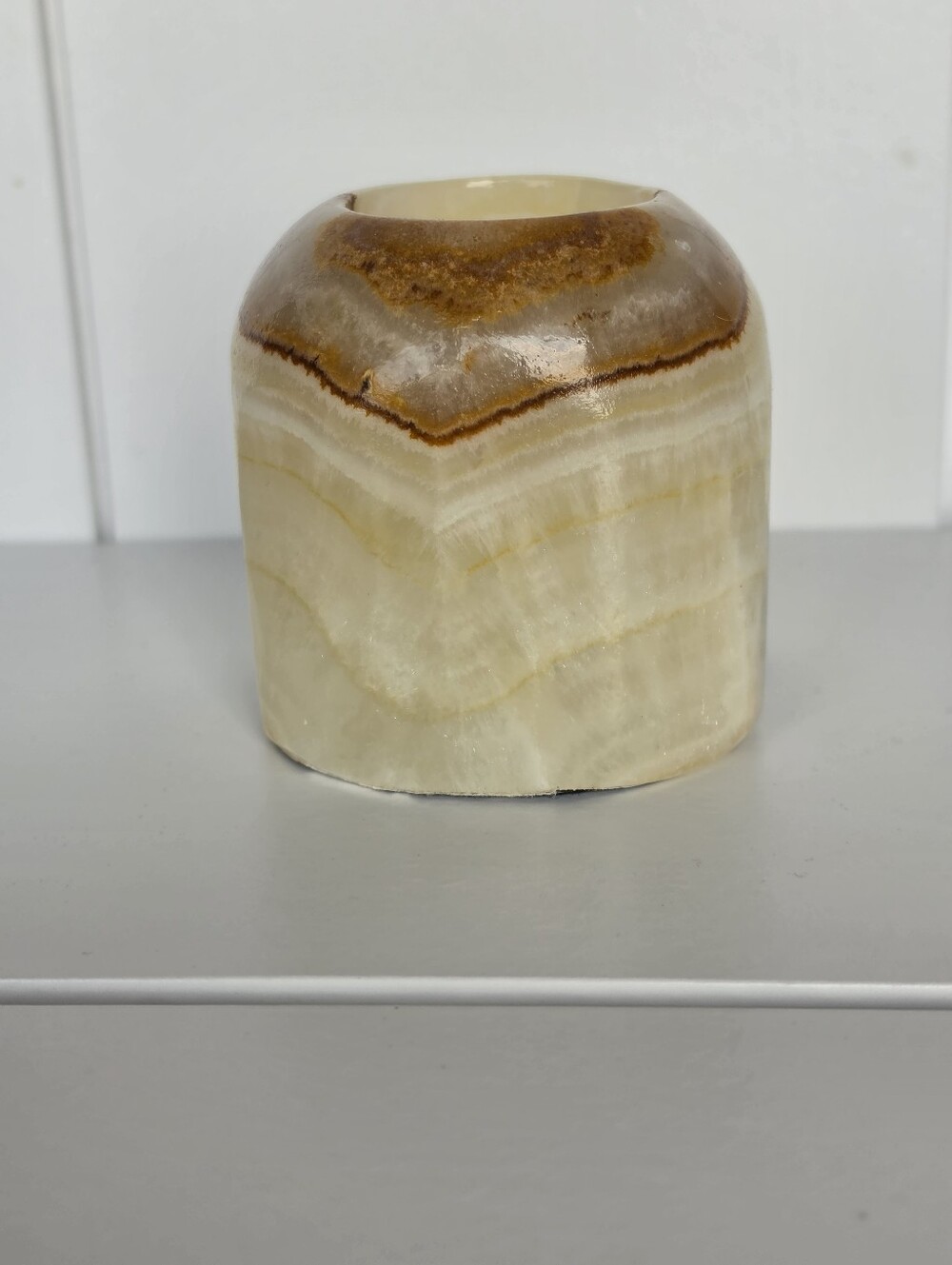 CRYSTAL CANDLE HOLDER | Natural Earth Crystal Carved Candle Holder Onyx Freeform - Picture 3 of 6
